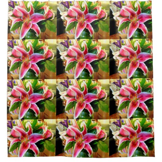 Stargazer-Lilien Duschvorhang (Vorderseite)