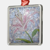 Stargazer-Lilien-Mosaik Silbernes Ornament (Links)