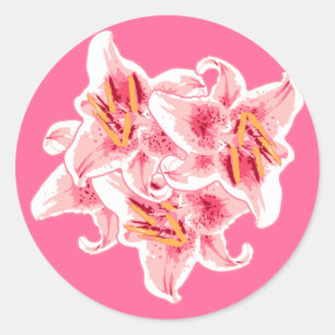 Stargazer-Lilien Runder Aufkleber