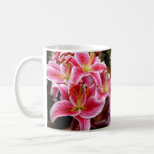 "Stargazer" Lilies Monogram Kaffeetasse (Links)