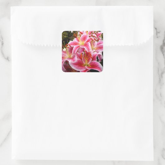 "Stargazer" Lilies Quadratischer Aufkleber (Tasche)