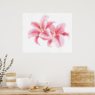 Stargazer Lilies Watercolor Poster