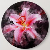 Stargazer Lily Blume Aquarell - bb 01 Button (Vorderseite)