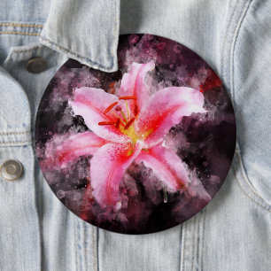 Stargazer Lily Blume Aquarell - bb 01 Button