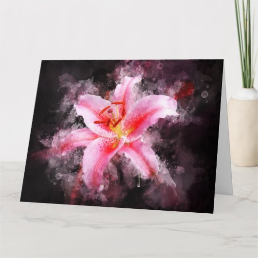 Stargazer Lily Blume Aquarell - bb 01 Dankeskarte (Vorderseite)