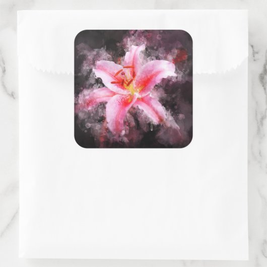Stargazer Lily Blume Aquarell - bb 01 Quadratischer Aufkleber (Tasche)