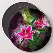 Stargazer Lily Blume Aquarell - bb 02 Button (Vorne & Hinten)