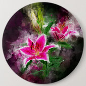 Stargazer Lily Blume Aquarell - bb 02 Button (Vorderseite)