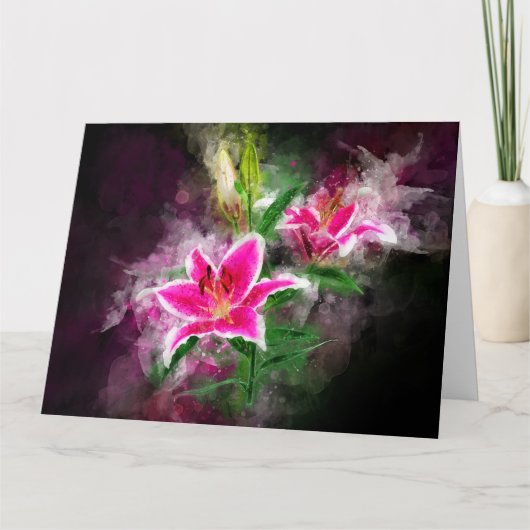 Stargazer Lily Blume Aquarell - bb 02 Dankeskarte (Vorderseite)