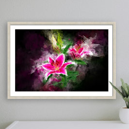 Stargazer Lily Blume Aquarell - bb 02 Fotodruck
