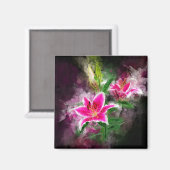Stargazer Lily Blume Aquarell - bb 02 Magnet (Vorderseite/Rückseite)