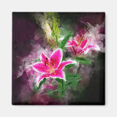 Stargazer Lily Blume Aquarell - bb 02 Magnet (Vorne)