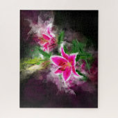 Stargazer Lily Blume Aquarell - bb 02 Puzzle (Vertikal)