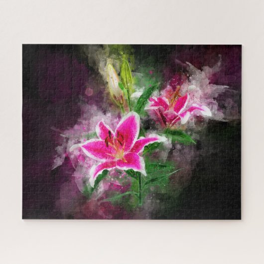 Stargazer Lily Blume Aquarell - bb 02 Puzzle (Horizontal)