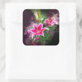 Stargazer Lily Blume Aquarell - bb 02 Quadratischer Aufkleber (Tasche)