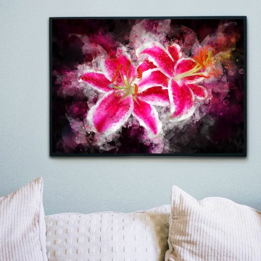 Stargazer Lily Blume Aquarell - bb 03 Fotodruck