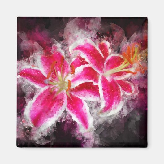 Stargazer Lily Blume Aquarell - bb 03 Magnet (Vorne)
