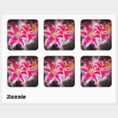 Stargazer Lily Blume Aquarell - bb 03 Quadratischer Aufkleber (Blatt)
