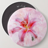 Stargazer Lily Blume Aquarell - wb 01 Button (Vorne & Hinten)