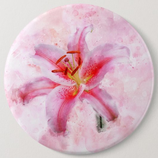 Stargazer Lily Blume Aquarell - wb 01 Button (Vorderseite)