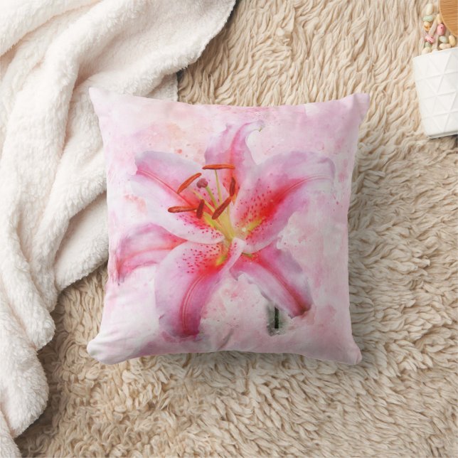 Stargazer Lily Blume Aquarell - wb 01 Kissen (Decke)