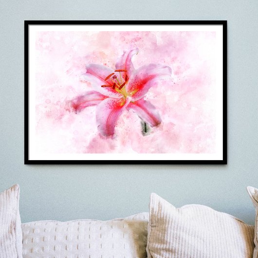 Stargazer Lily Blume Aquarell - wb 01 Poster