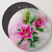 Stargazer Lily Blume Aquarell - wb 02 Button (Vorne & Hinten)