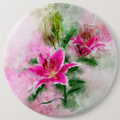 Stargazer Lily Blume Aquarell - wb 02 Button (Vorderseite)