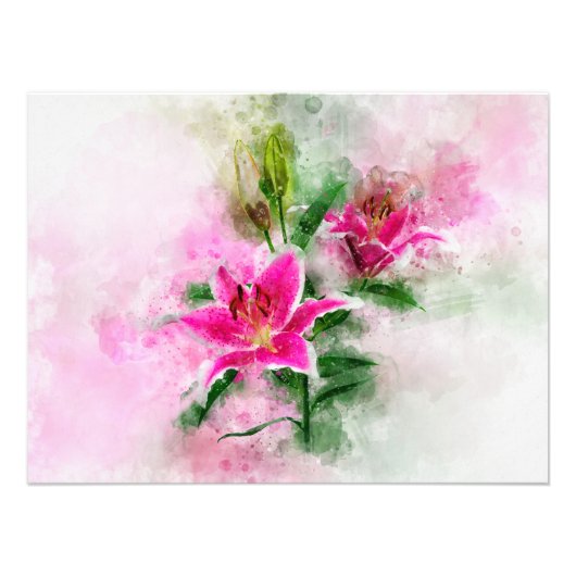 Stargazer Lily Blume Aquarell - wb 02 Fotodruck (Vorne)