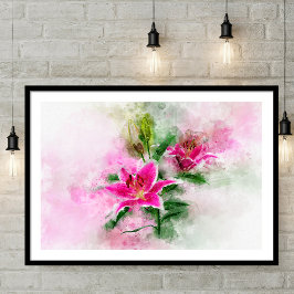 Stargazer Lily Blume Aquarell - wb 02 Fotodruck