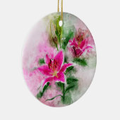 Stargazer Lily Blume Aquarell - wb 02 Keramik Ornament (Rechts)