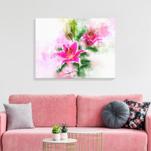 Stargazer Lily Blume Aquarell - wb 02 Leinwanddruck