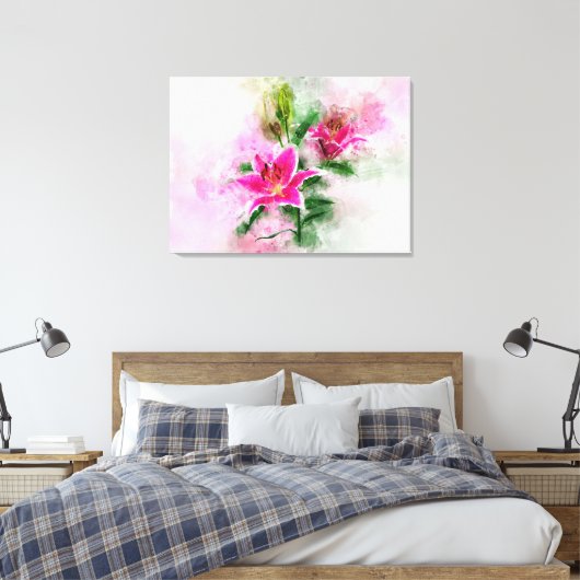 Stargazer Lily Blume Aquarell - wb 02 Leinwanddruck (Insitu (Schlafzimmer))