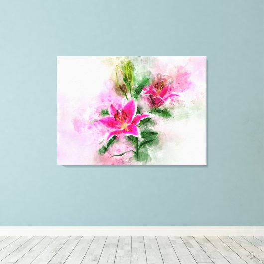Stargazer Lily Blume Aquarell - wb 02 Leinwanddruck (Insitu (Holzboden))