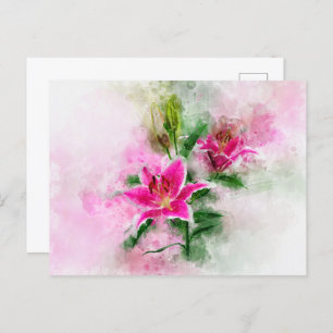 Stargazer Lily Blume Aquarell - wb 02 Postkarte