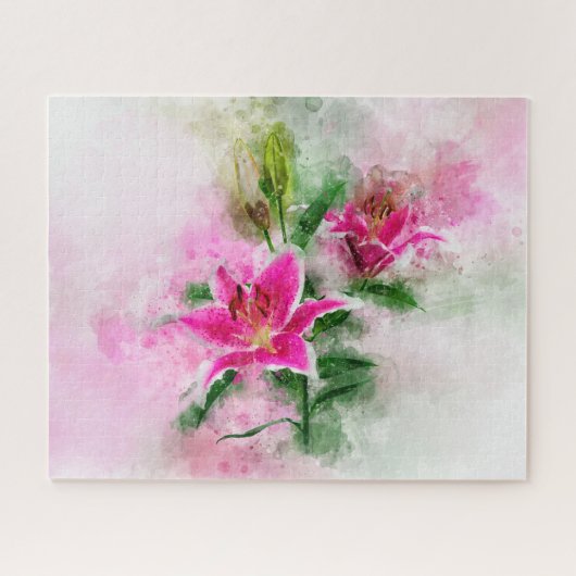 Stargazer Lily Blume Aquarell - wb 02 Puzzle (Horizontal)