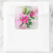 Stargazer Lily Blume Aquarell - wb 02 Quadratischer Aufkleber (Tasche)