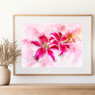 Stargazer Lily Blume Aquarell - wb 03 Fotodruck