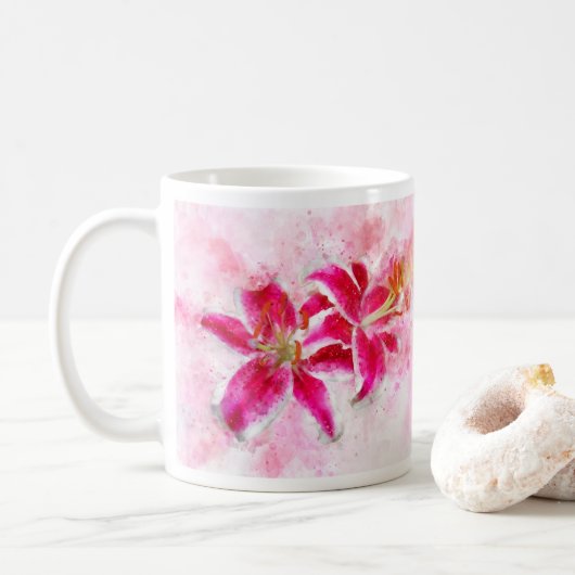 Stargazer Lily Blume Aquarell - wb 03 Kaffeetasse (Mit Donut)