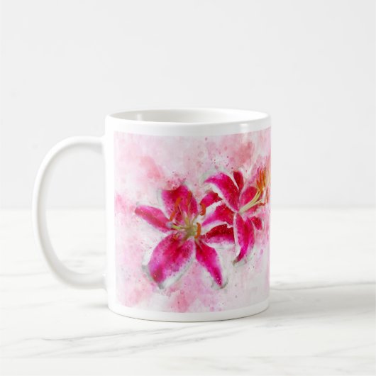 Stargazer Lily Blume Aquarell - wb 03 Kaffeetasse (Links)