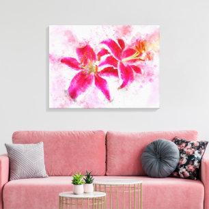 Stargazer Lily Blume Aquarell - wb 03 Leinwanddruck