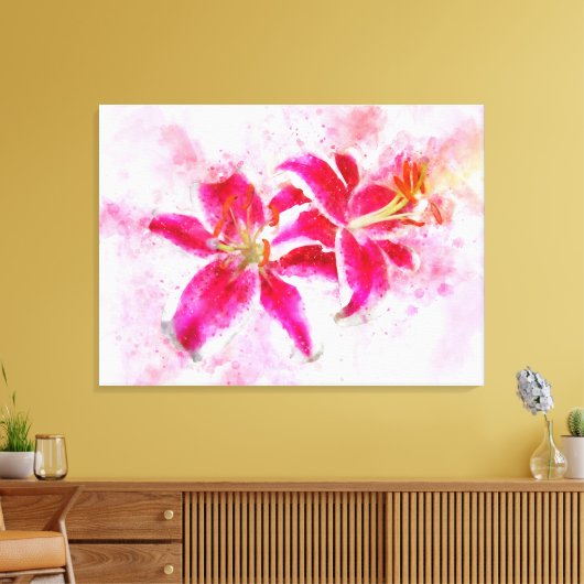 Stargazer Lily Blume Aquarell - wb 03 Leinwanddruck (Insitu (Wohnzimmer))