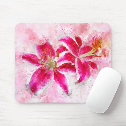 Stargazer Lily Blume Aquarell - wb 03 Mousepad (Mit Mouse)