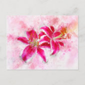 Stargazer Lily Blume Aquarell - wb 03 Postkarte (Vorderseite)
