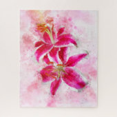 Stargazer Lily Blume Aquarell - wb 03 Puzzle (Vertikal)