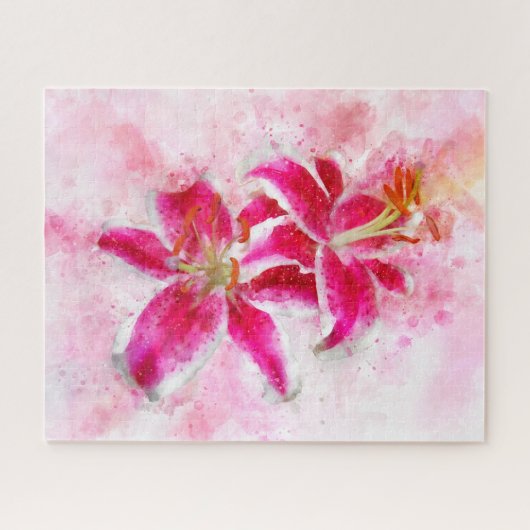 Stargazer Lily Blume Aquarell - wb 03 Puzzle (Horizontal)