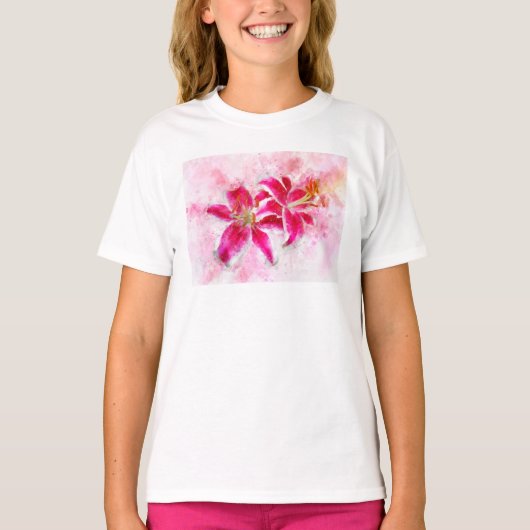 Stargazer Lily Blume Aquarell - wb 03 T-Shirt (Vorderseite)
