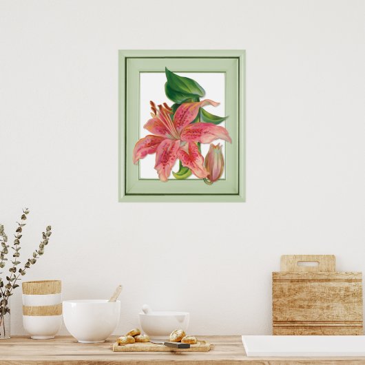 Stargazer Lily Botanical Poster (Küche)