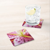 Stargazer Lily Bright Magenta Rechteckiger Pappuntersetzer (Vor Ort)