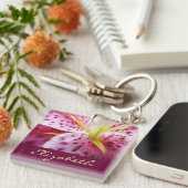 Stargazer Lily Bright Magenta Schlüsselanhänger (Vorderseite rechts)